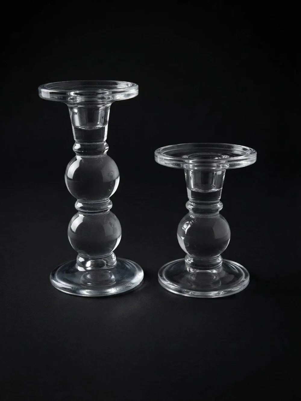 Vintage 1990’s Clear Glass Candlestick Set - Home Accents